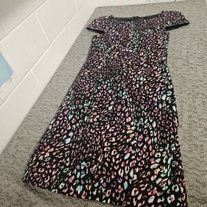 French Connection Dress Womens 4‎ V-neck Watercolor Cap sleeve